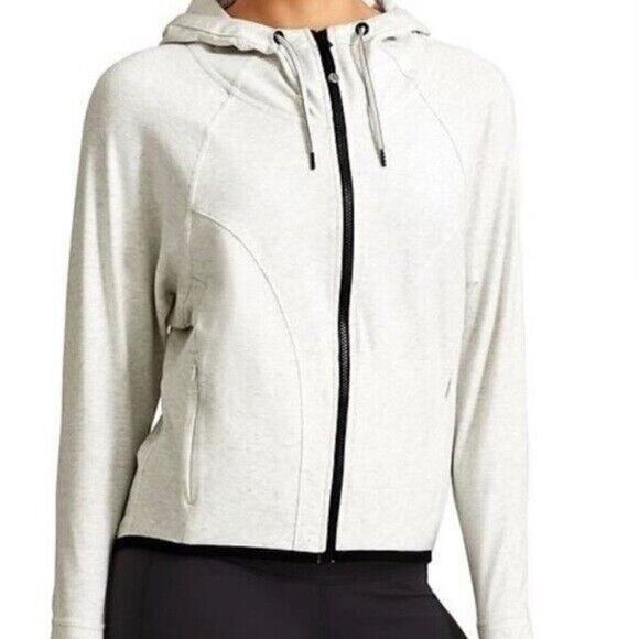 Athleta Sentry Anorak Hoodie Full Zip Thumbholes Drawstring Women's Large Cream - Picture 1 of 10